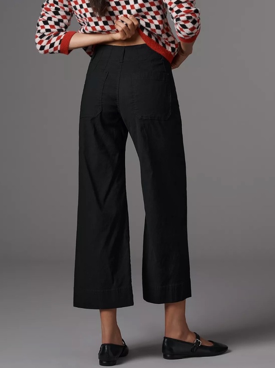 Anthropologie Maeve The Colette Linen Blend Crop Wide-Leg Pants Size 26 Petite - Picture 3 of 16